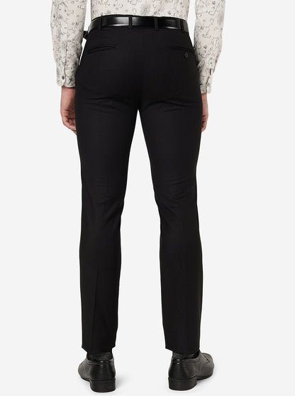 Black Solid Slim Fit Formal Trouser | Metal