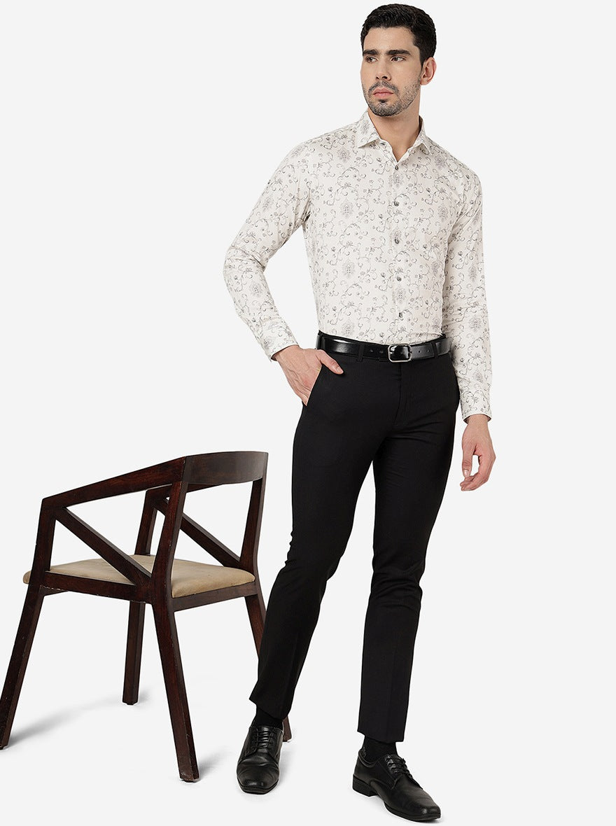 Black Solid Slim Fit Formal Trouser | Metal