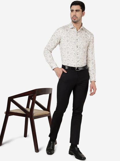 Black Solid Slim Fit Formal Trouser | Metal