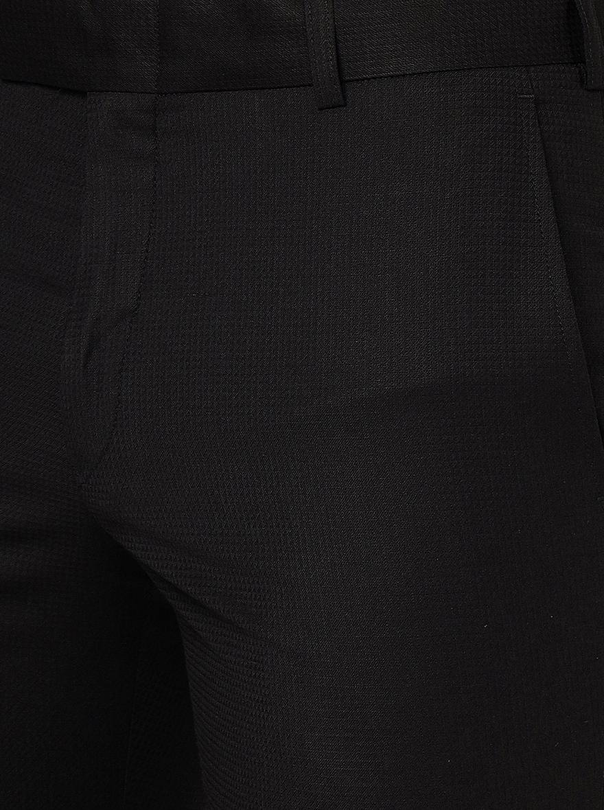 Black Solid Slim Fit Formal Trouser | Metal