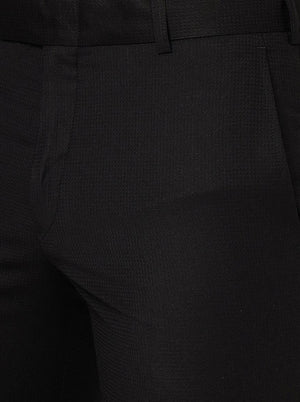 Black Solid Slim Fit Formal Trouser | Metal