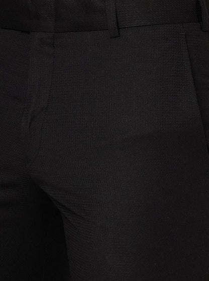 Black Solid Slim Fit Formal Trouser | Metal