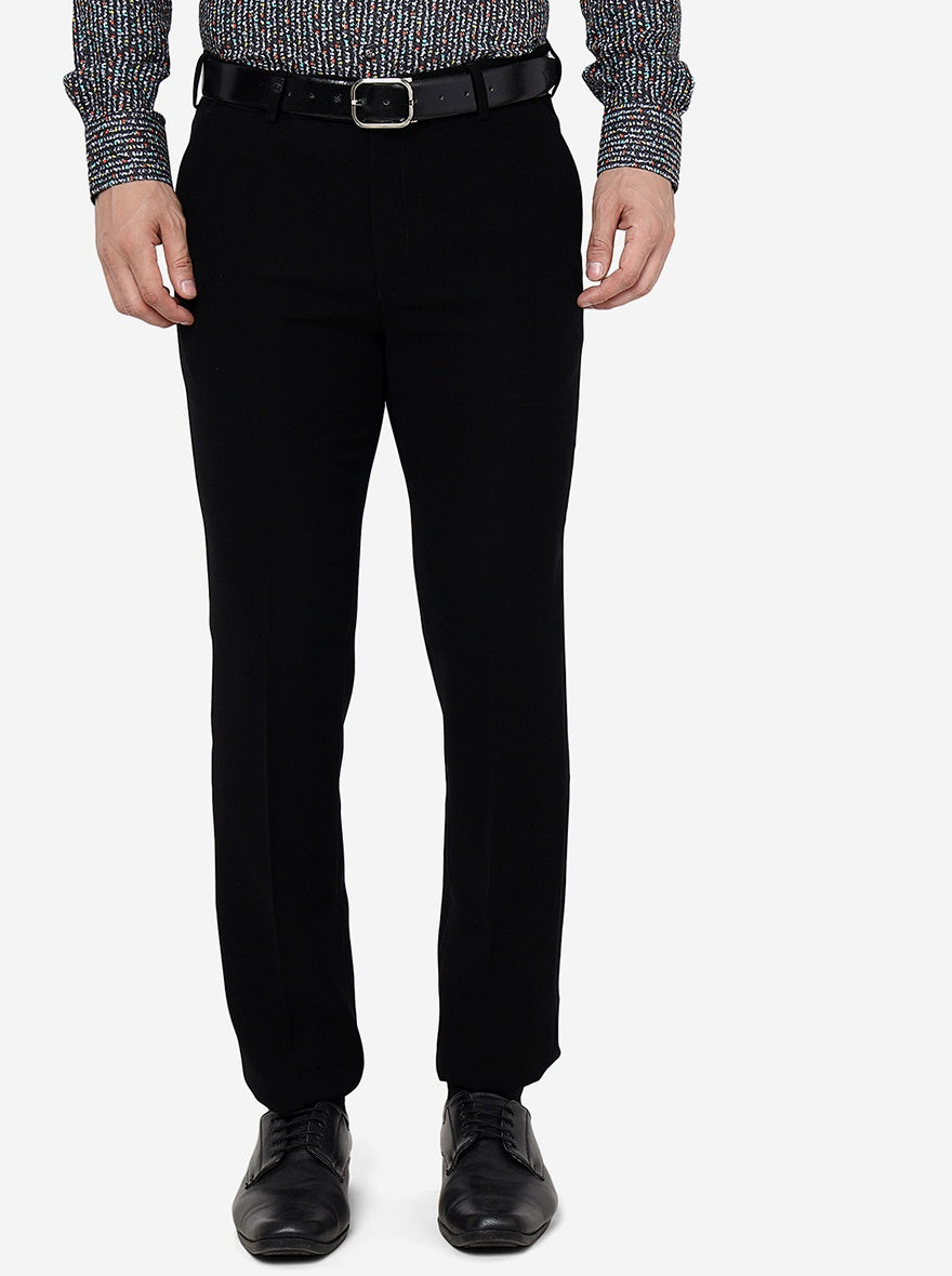 Black Solid Slim Fit Formal Trouser | JB Studio