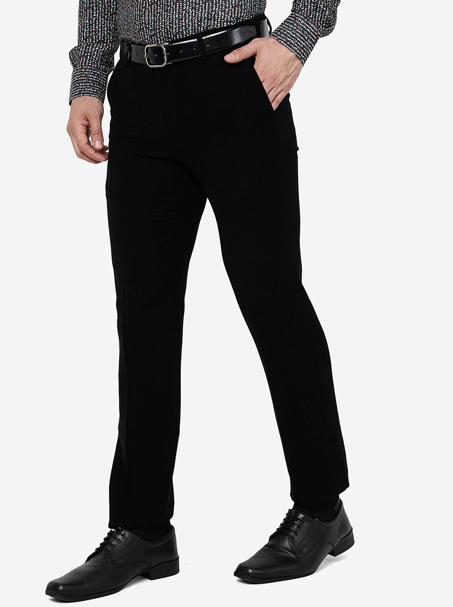 Black Solid Slim Fit Formal Trouser | JB Studio