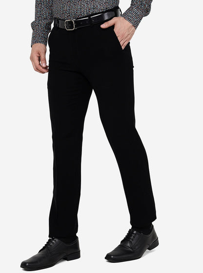 Black Solid Slim Fit Formal Trouser | JB Studio