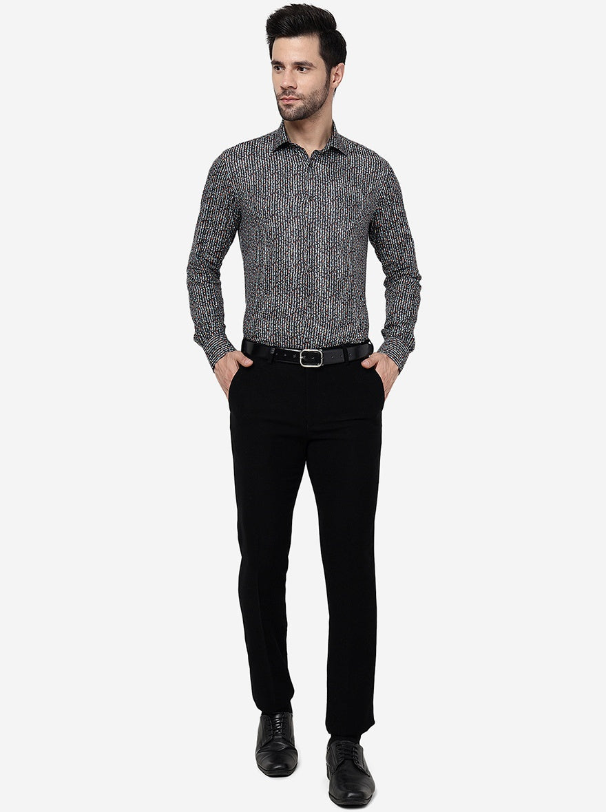 Black Solid Slim Fit Formal Trouser | JB Studio