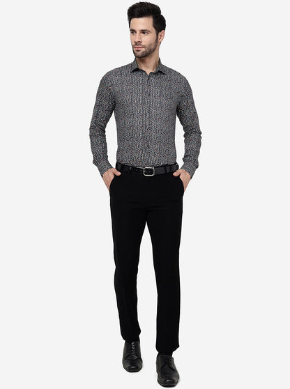 Black Solid Slim Fit Formal Trouser | JB Studio