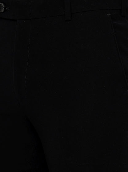 Black Solid Slim Fit Formal Trouser | JB Studio