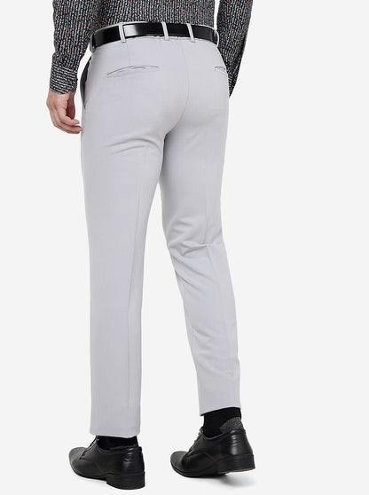 Light Grey Solid Slim Fit Formal Trouser | JB Studio