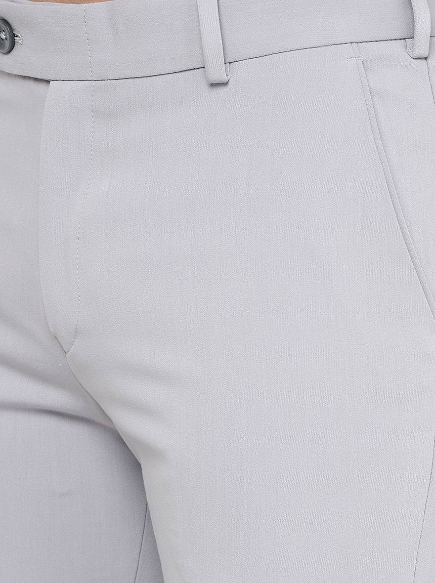 Light Grey Solid Slim Fit Formal Trouser | JB Studio