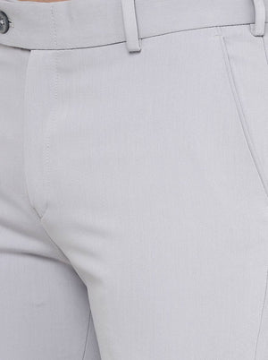 Light Grey Solid Slim Fit Formal Trouser | JB Studio