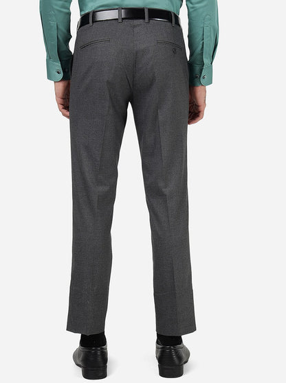 Grey Solid Slim Fit Formal Trouser | Metal