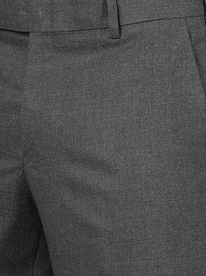 Grey Solid Slim Fit Formal Trouser | Metal