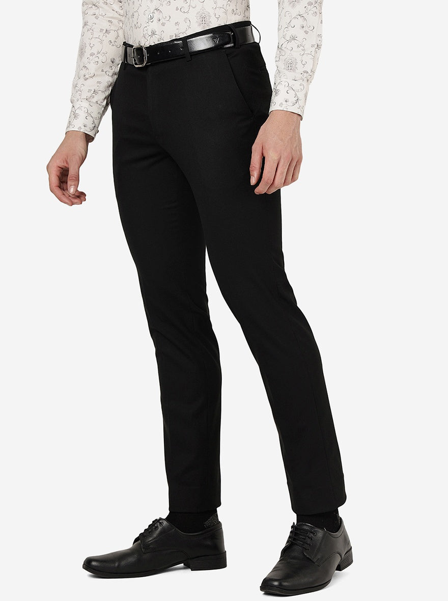 Black Solid Slim Fit Formal Trouser | Metal