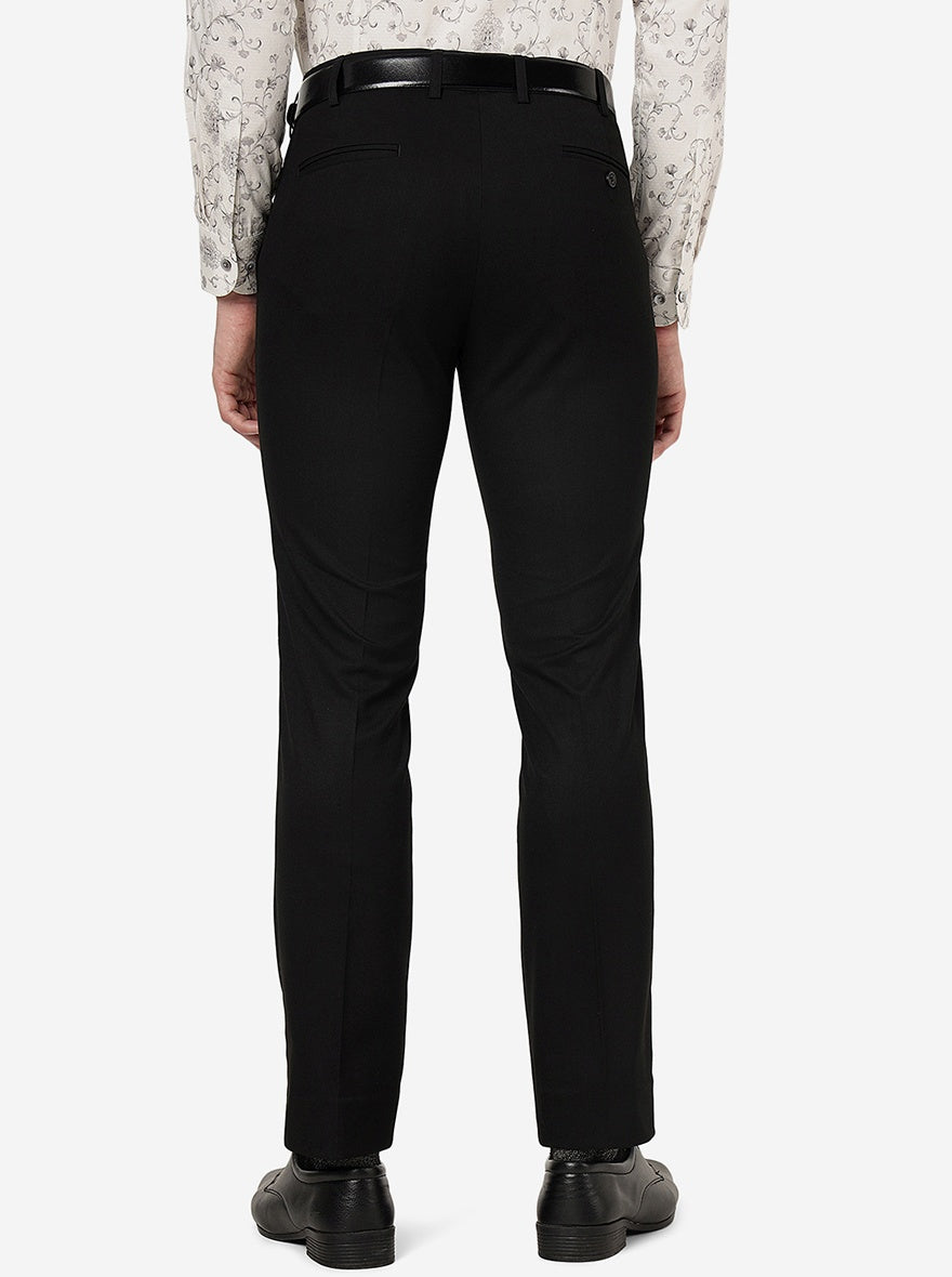 Black Solid Slim Fit Formal Trouser | Metal