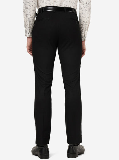 Black Solid Slim Fit Formal Trouser | Metal