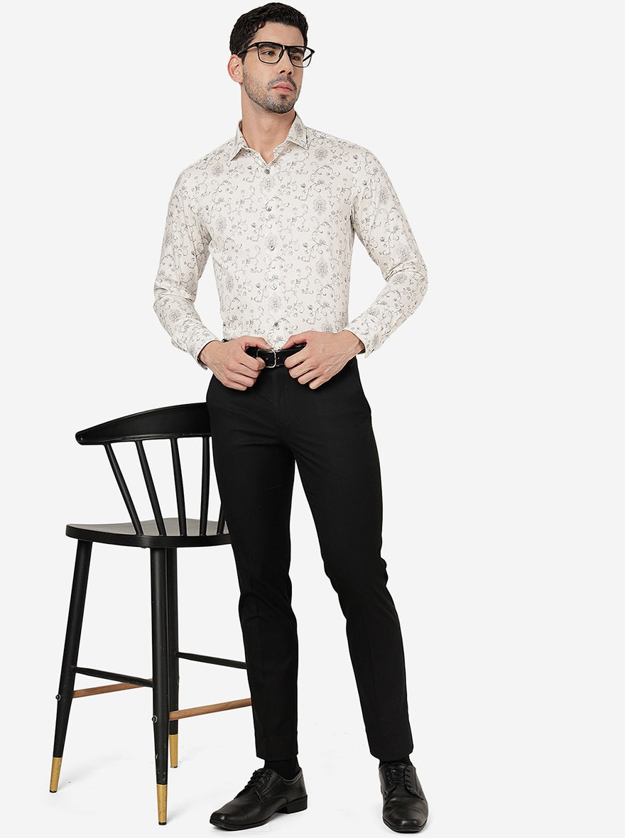 Black Solid Slim Fit Formal Trouser | Metal