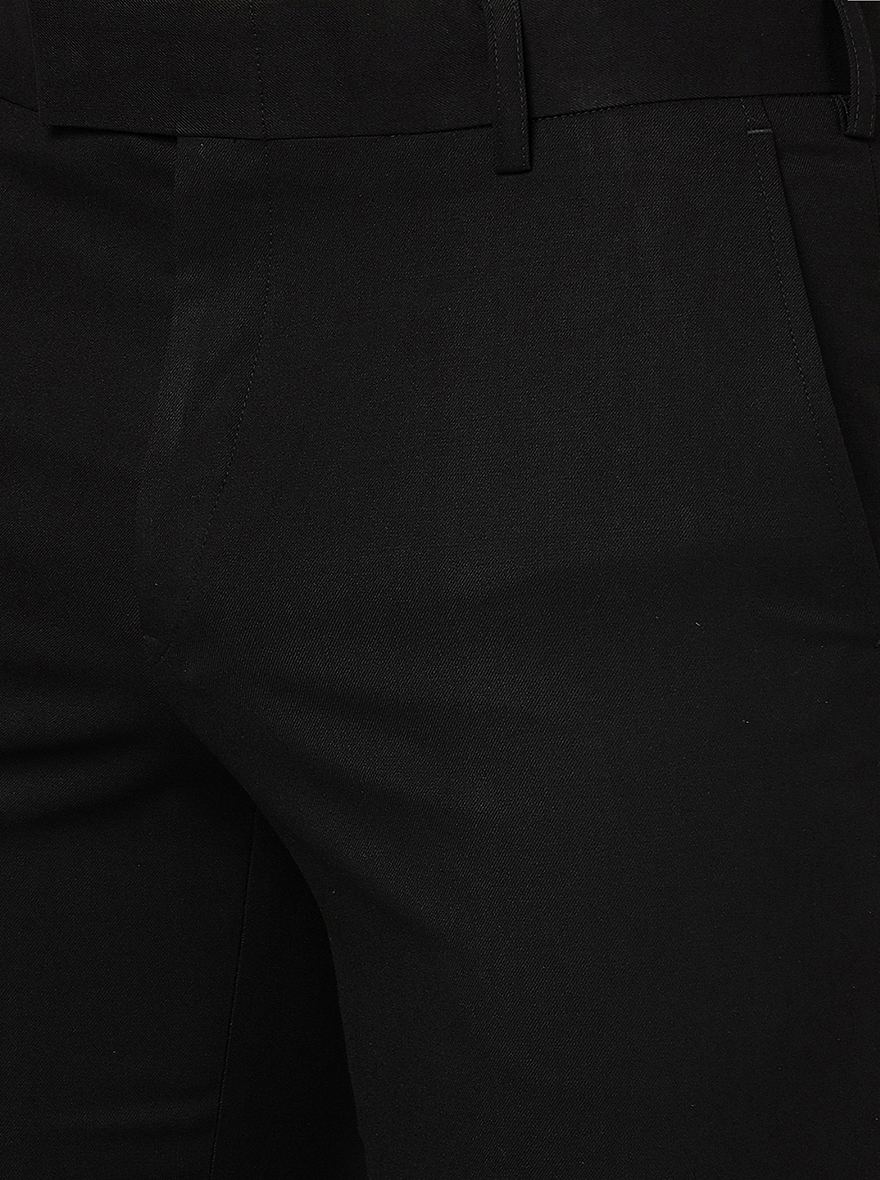 Black Solid Slim Fit Formal Trouser | Metal