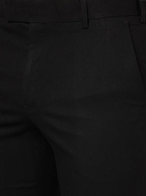 Black Solid Slim Fit Formal Trouser | Metal