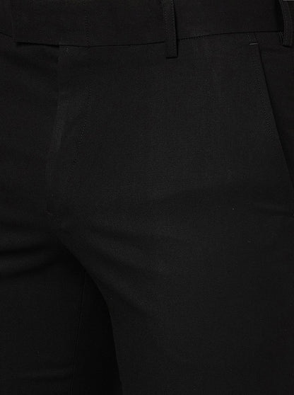 Black Solid Slim Fit Formal Trouser | Metal