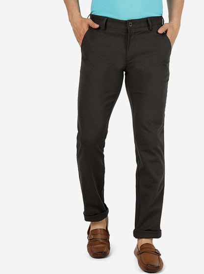 Dark Grey Solid Uno Fit Casual Trouser | JadeBlue