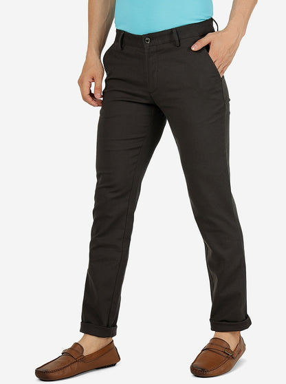 Dark Grey Solid Uno Fit Casual Trouser | JadeBlue