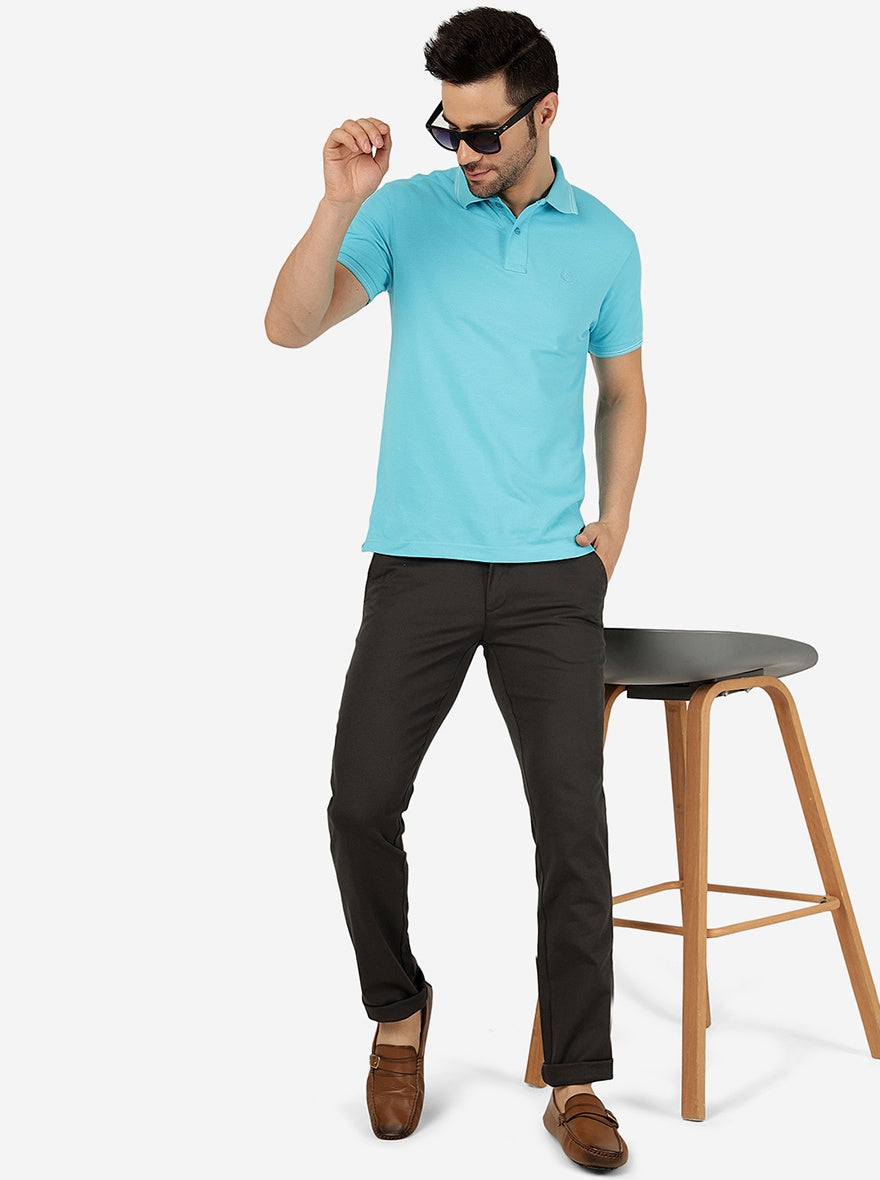 Dark Grey Solid Uno Fit Casual Trouser | JadeBlue