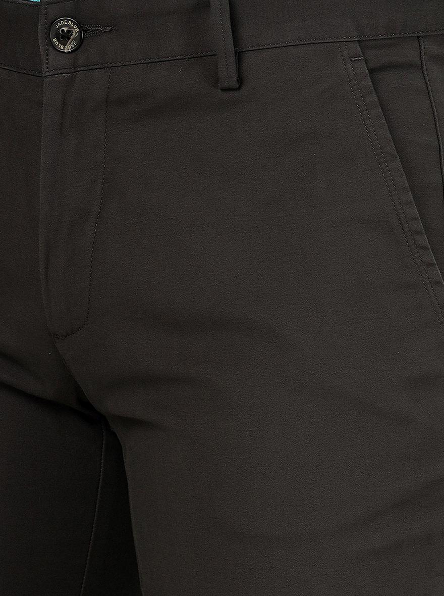 Dark Grey Solid Uno Fit Casual Trouser | JadeBlue