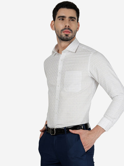White Checked Slim Fit Formal Shirt | Greenfibre