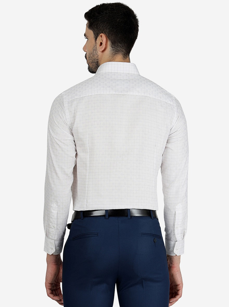 White Checked Slim Fit Formal Shirt | Greenfibre