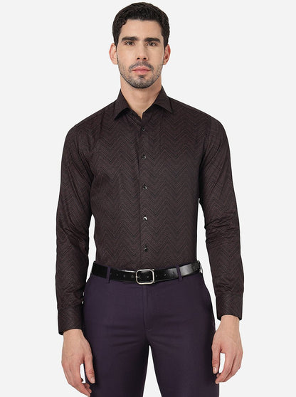 Maroon Printed Slim Fit Party Wear Shirt | Wyre