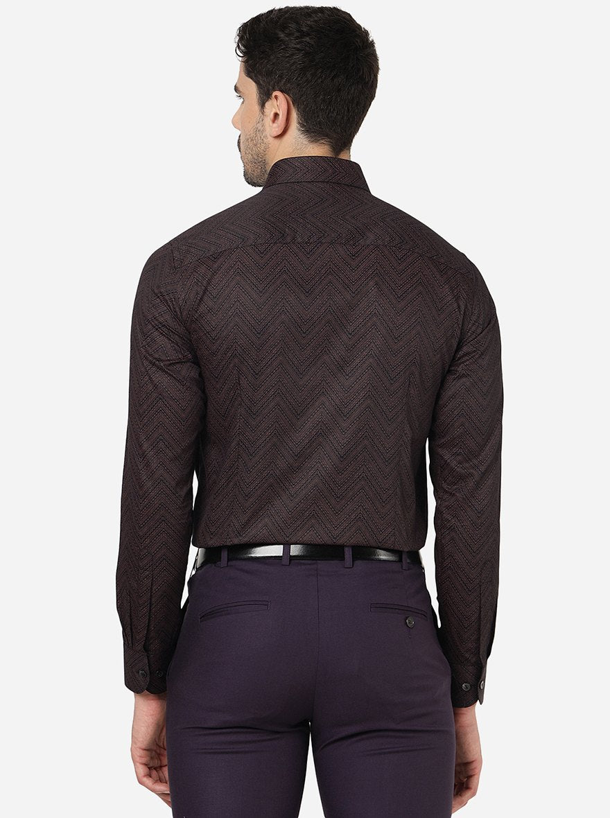 Maroon Printed Slim Fit Party Wear Shirt | Wyre