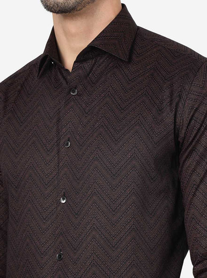 Maroon Printed Slim Fit Party Wear Shirt | Wyre
