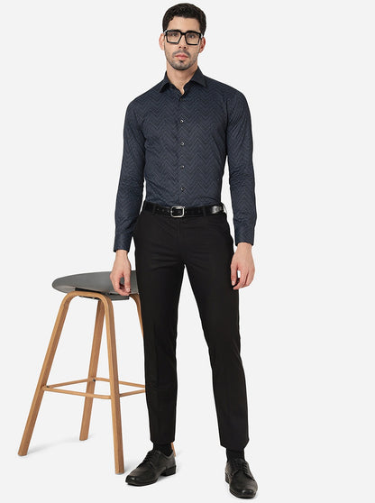 Blue Printed Slim Fit Party Wear Shirt | Wyre