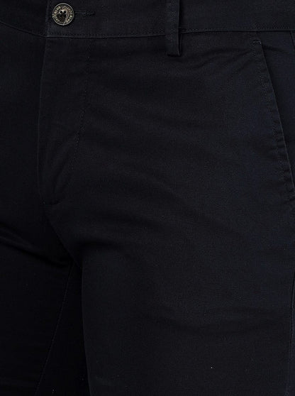 Navy Blue Solid Uno Fit Casual Trouser | JadeBlue