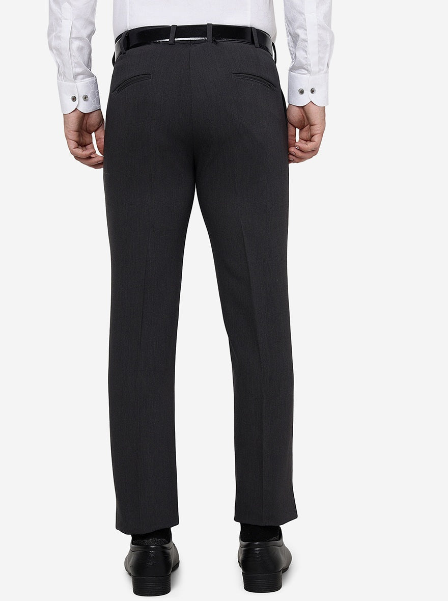 Dark Grey Solid Slim Fit Formal Trouser | JB Studio