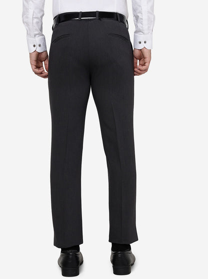 Dark Grey Solid Slim Fit Formal Trouser | JB Studio