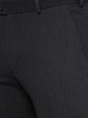 Dark Grey Solid Slim Fit Formal Trouser | JB Studio