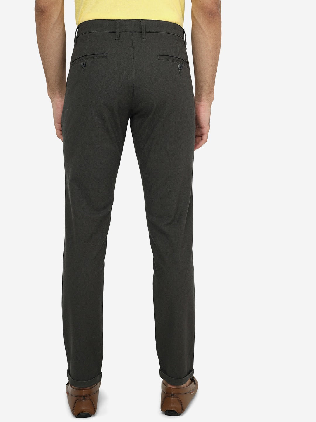 Light Olive Solid Neo Fit Casual Trouser | Greenfibre