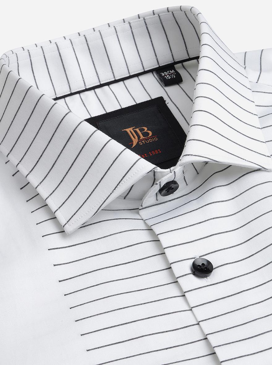 White Printed Slim Fit Party Wear Shirt | JB Studio