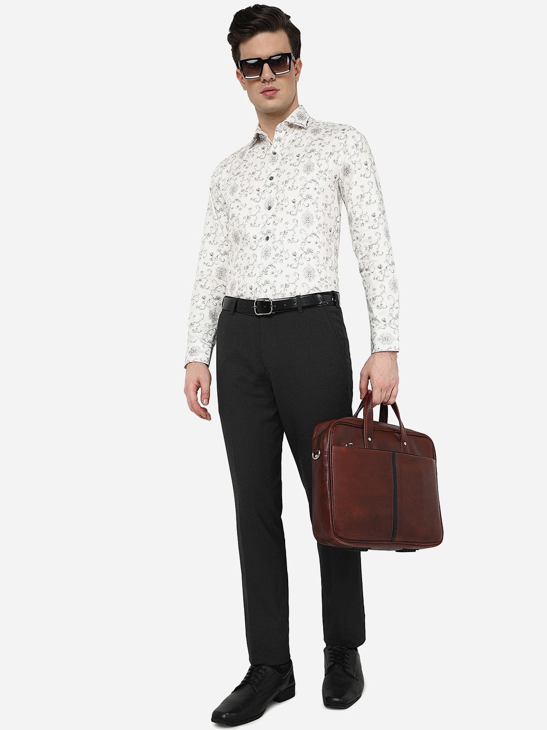 White Printed Slim Fit Party Wear Shirt | Wyre
