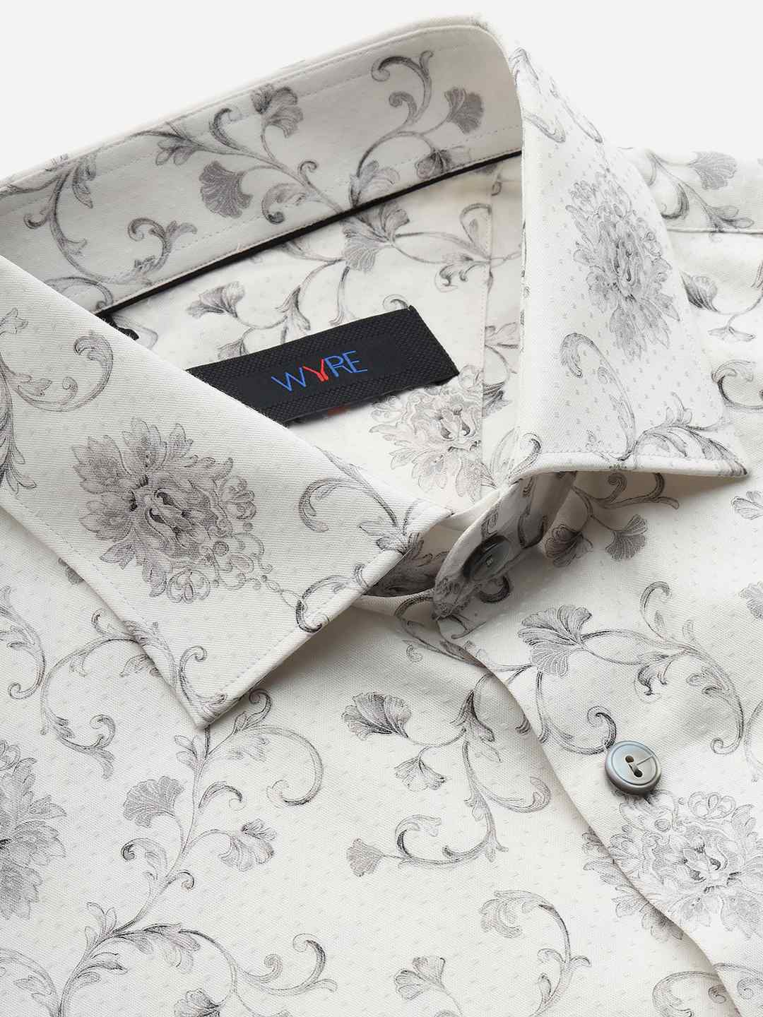 White Printed Slim Fit Party Wear Shirt | Wyre