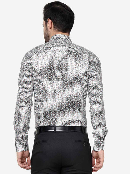 White Printed Slim Fit Party Wear Shirt | JB Studio