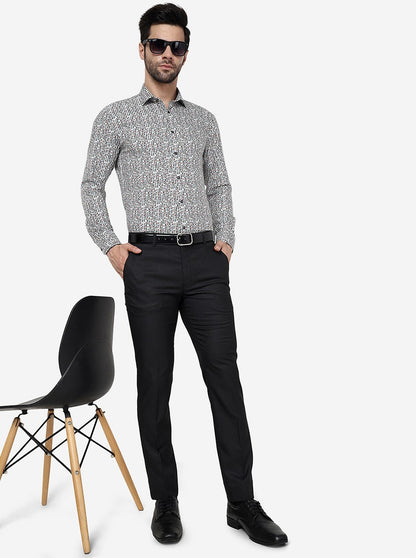 White Printed Slim Fit Party Wear Shirt | JB Studio