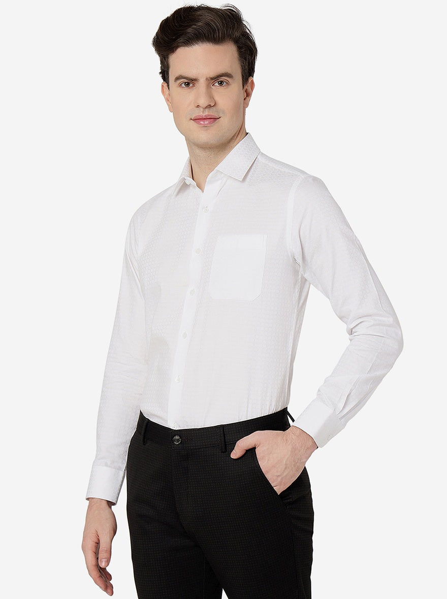 White Solid Slim Fit Formal Shirt | JadeBlue Youth