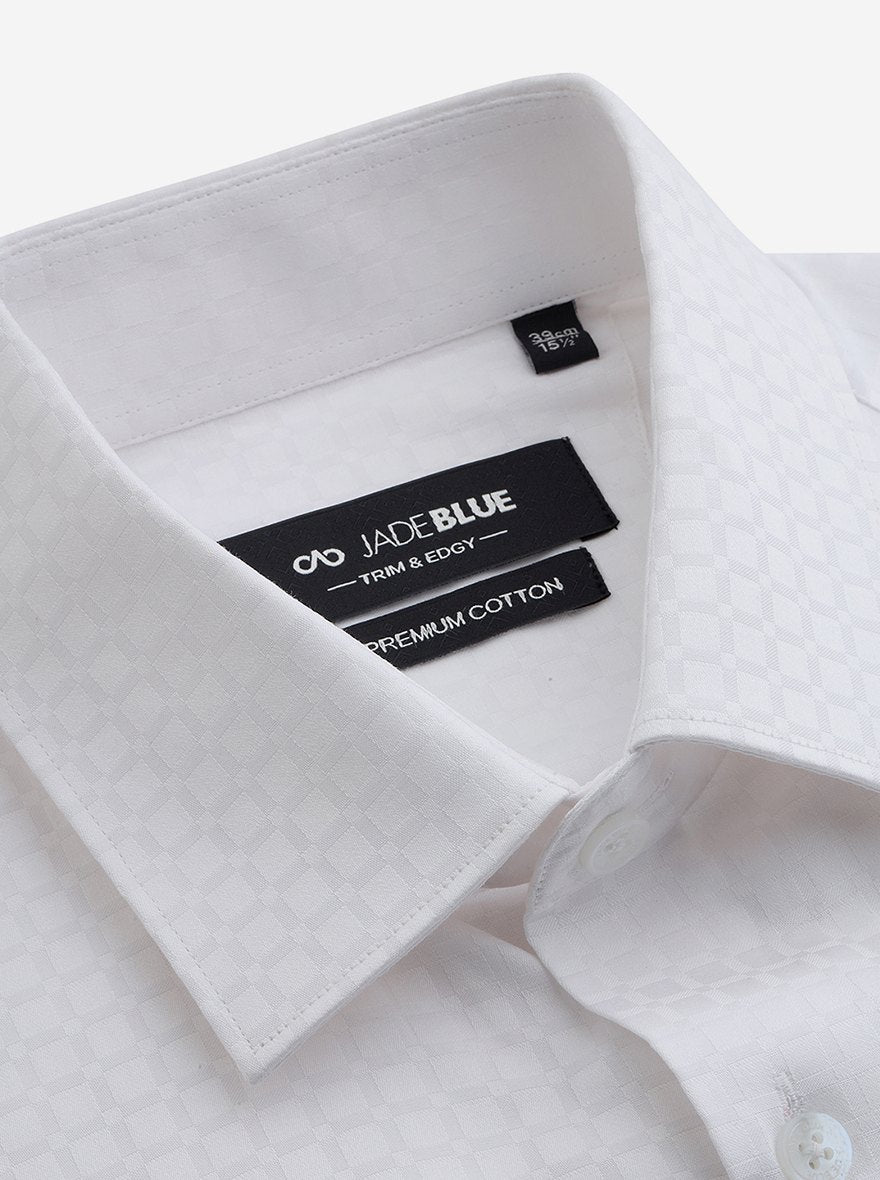 White Solid Slim Fit Formal Shirt | JadeBlue Youth