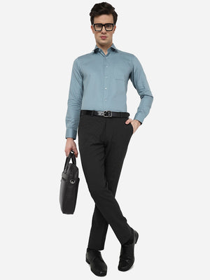 Grey Solid Slim Fit Formal Shirt | JadeBlue Youth