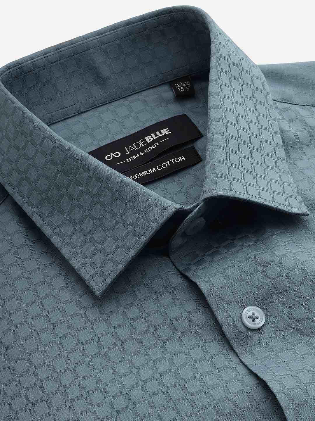 Grey Solid Slim Fit Formal Shirt | JadeBlue