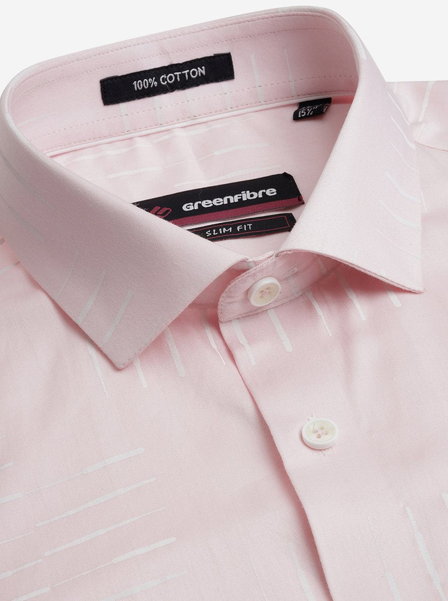Pink Printed Slim Fit Party Wear Shirt | Greenfibre