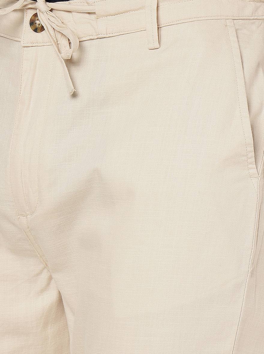 Cream Solid Slim Fit Track Pant | JadeBlue